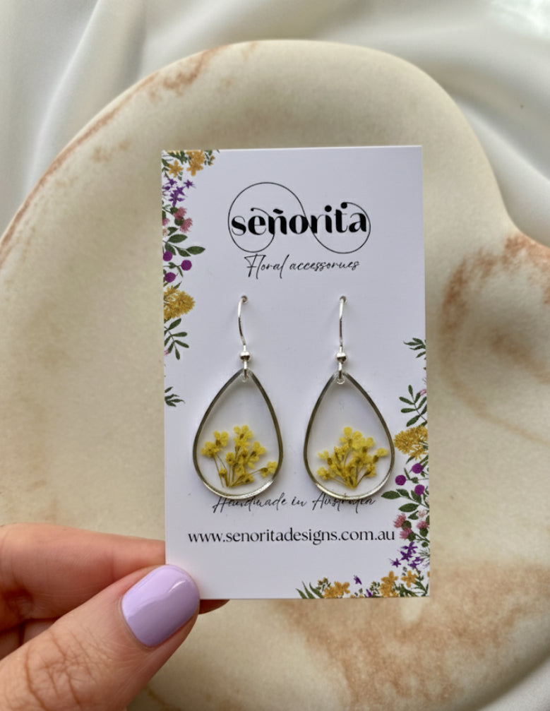 Yellow tear drop earrings