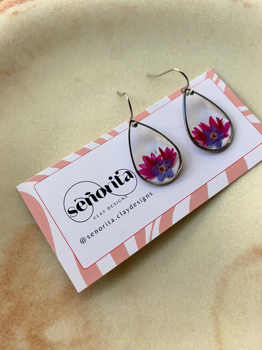 Lotus tear drop earrings