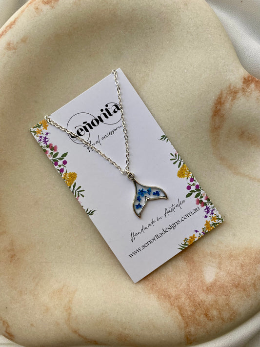 Whale Tail Necklace - Blue
