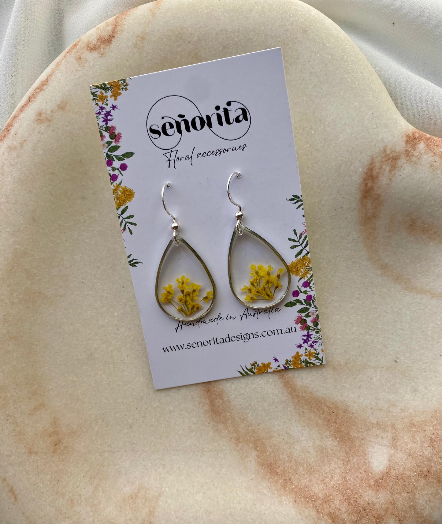 Yellow tear drop earrings