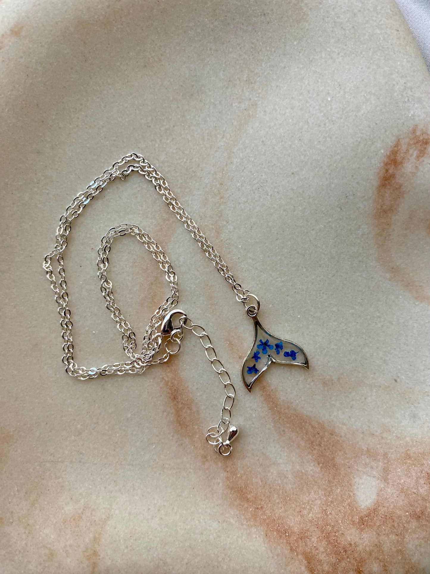 Whale Tail Necklace - Blue